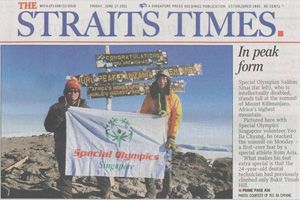 Straits Times Newspaper Clipping of the climb